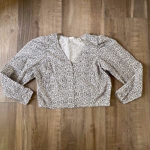 Levi's Cream & Black Print 100% Cotton Long Sleeve Blouse XL